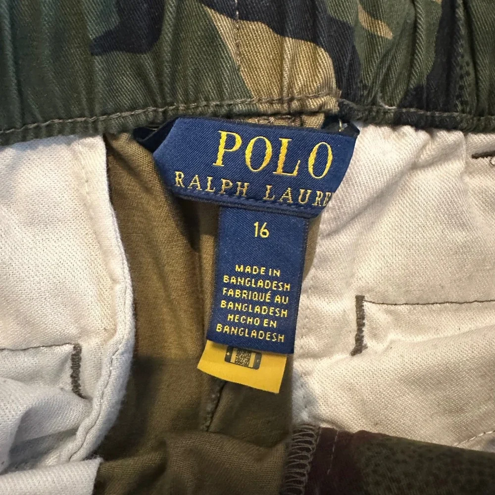 Polo Ralph Lauren Kids Camo Cargo Pants Green Brown Size 16 Boys Military Style